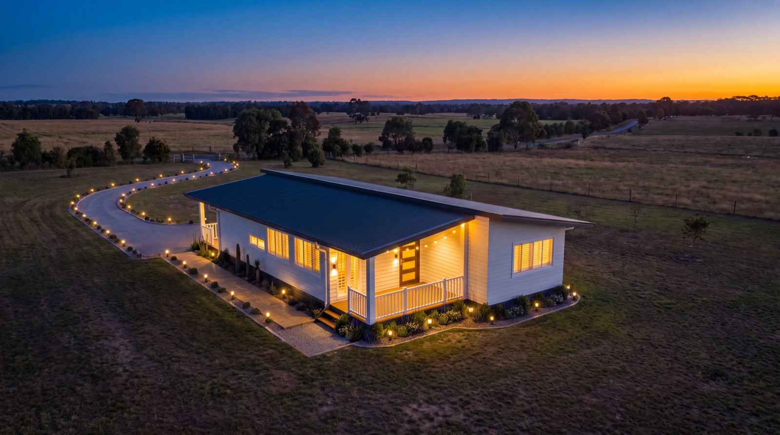 EVOKE exterior at blue hour