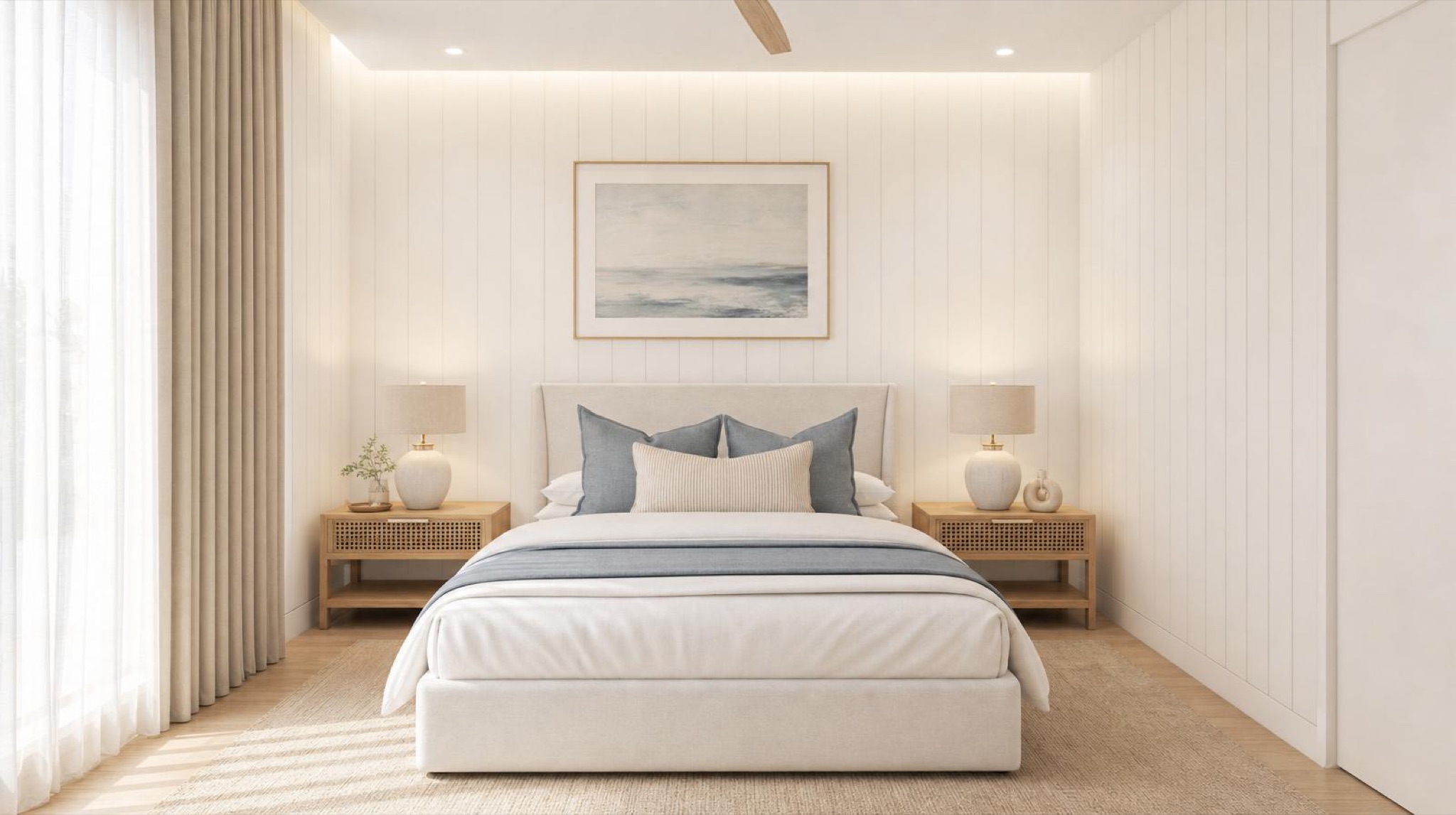 NOMI Kin Coastal Luxe Bedroom one