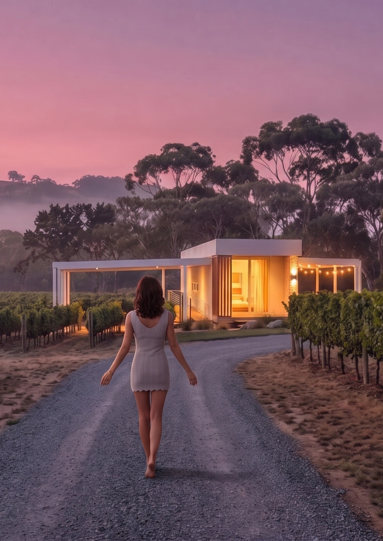 Walking up to NOMI through the vines